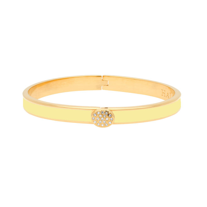 Pave Button Buttercup & Gold Hinged Skinny Bangle