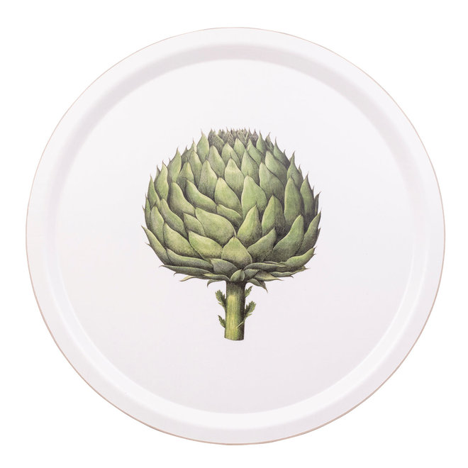 Kitchen Garden Artichoke Round Birchwood Tray