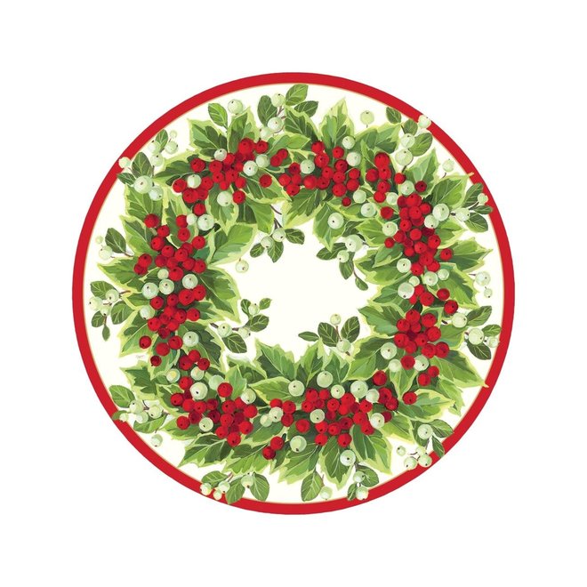 Holly & Berry Wreath Round Placemats