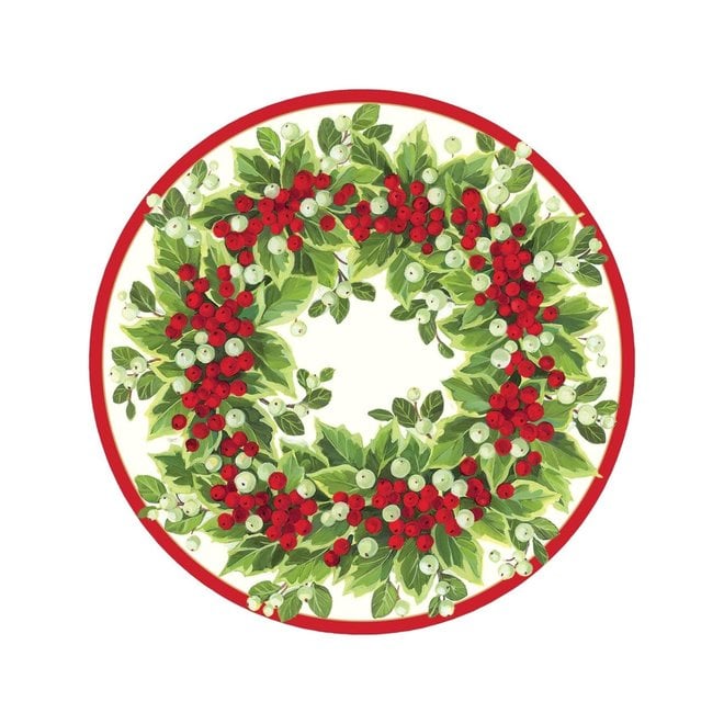 Holly & Berry Wreath Round Placemats