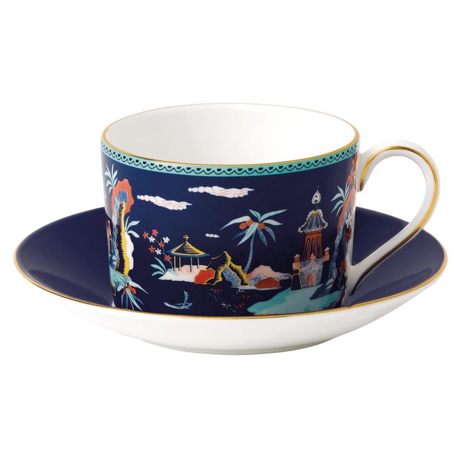 Wonderlust Blue Pagoda Teacup & Saucer