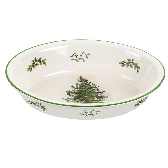 Christmas Tree Oval Rim Dish