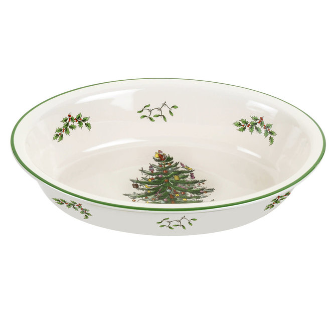 Spode Christmas Tree Oval Rim Dish 12.5"