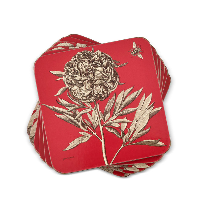 Pimpernel Etchings & Roses Red Coasters