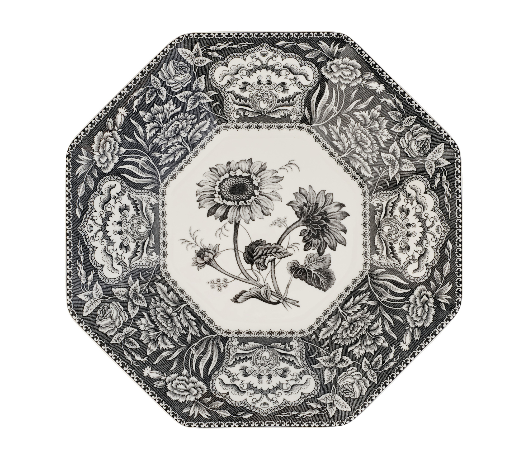 Spode Heritage Octagonal Platter 14" Floral British Isles