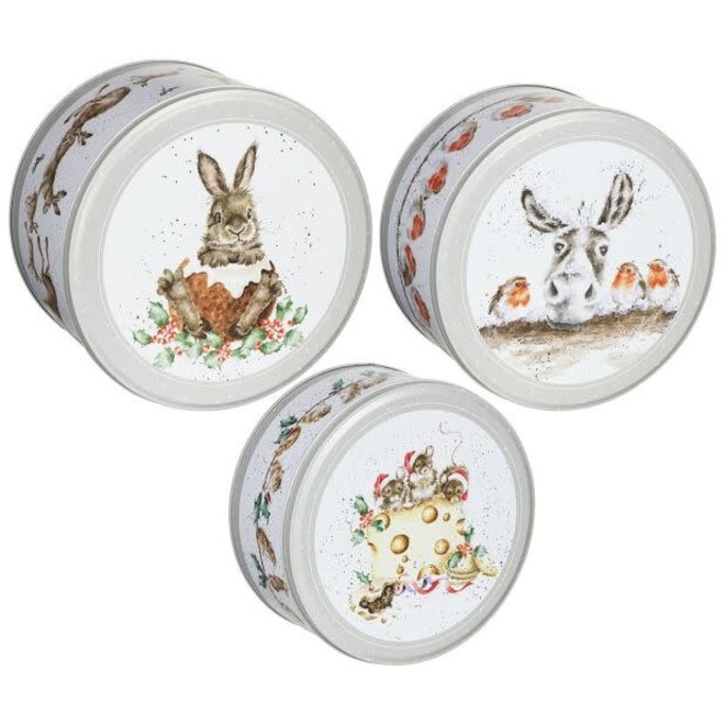 Set of Three Nesting Christmas Cake Tins