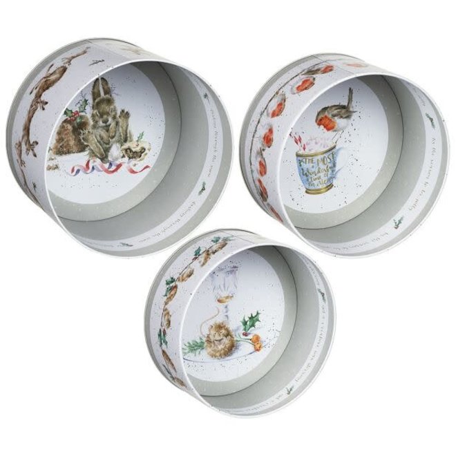 Set of Three Nesting Christmas Cake Tins
