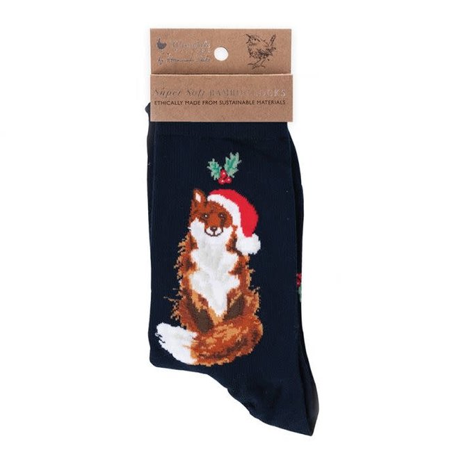Festive Fox Navy Socks