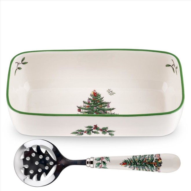 Christmas Tree Cranberry Server & Slotted Spoon