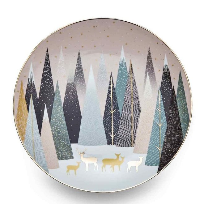 Sara Miller Frosted Pines Dessert Plate (Deer)