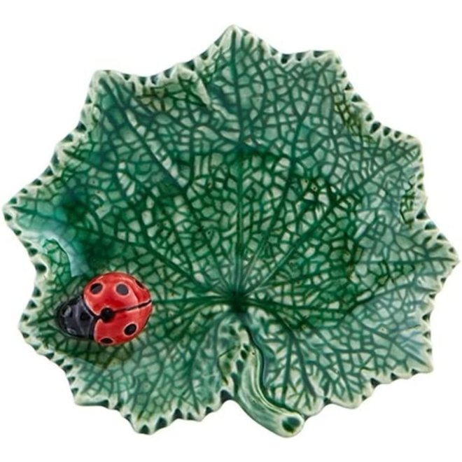 Bordallo Pinheiro Countryside Leaves Ragwort Leaf with Lady Bug