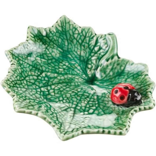 Bordallo Pinheiro Countryside Leaves Ragwort Leaf with Lady Bug