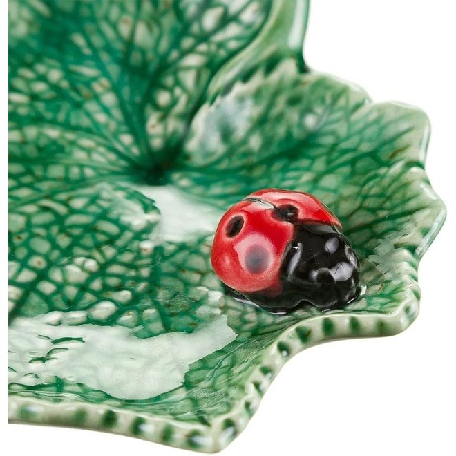 Bordallo Pinheiro Countryside Leaves Ragwort Leaf with Lady Bug