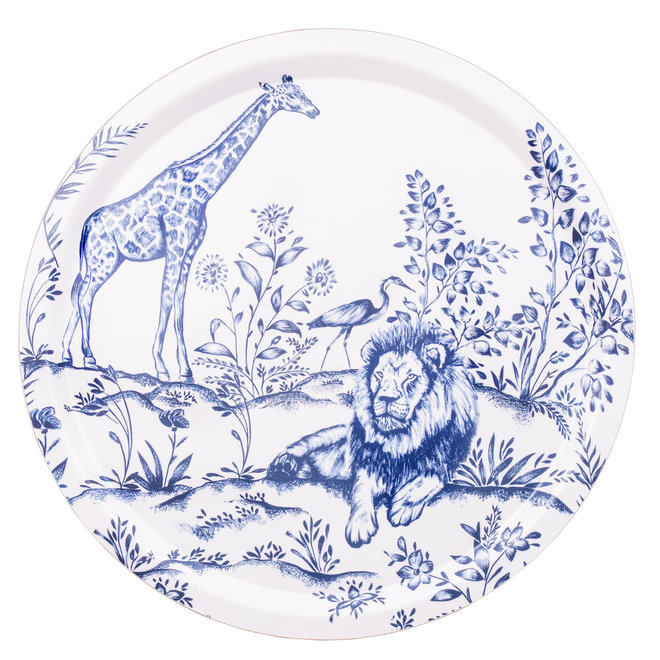 Nina Campbell Serengeti Round Birchwood Tray