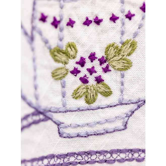 Tea Time Embroidered Tablecloth - Lavender - 36" x 36"