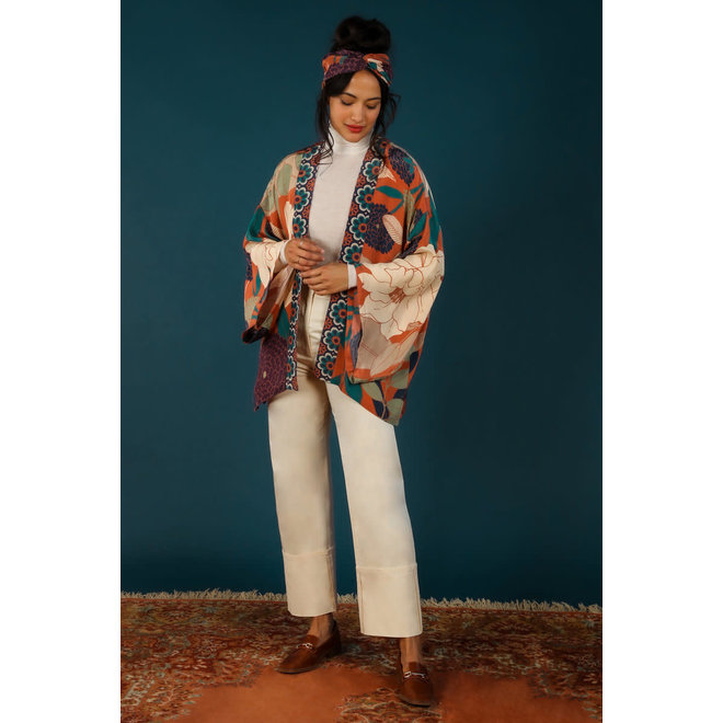 Winter Floral Kimono Jacket (Terracotta)