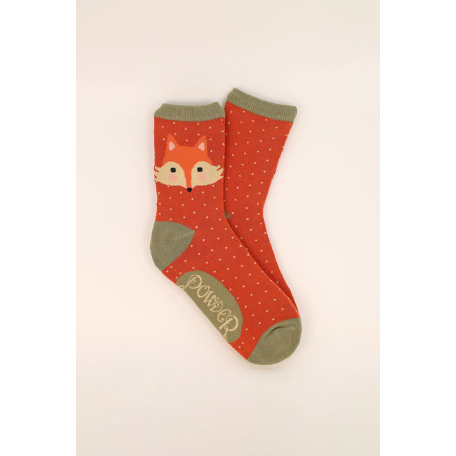Cheeky Fox Face Ankle Socks (Tangerine)