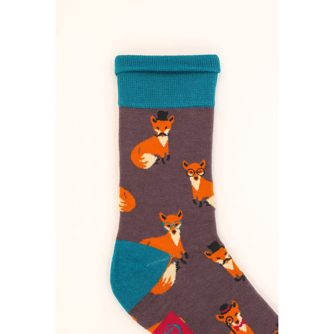 Men's Esteemed Fox Print Socks (Mauve)