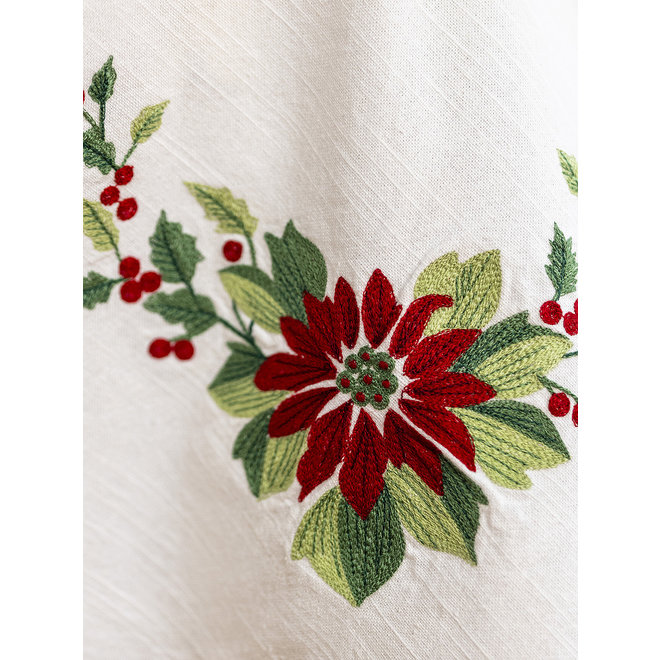 Poinsettia Embroidered Tablecloth (36" x 36")