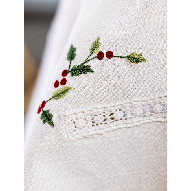 Poinsettia Embroidered Tablecloth (36" x 36")