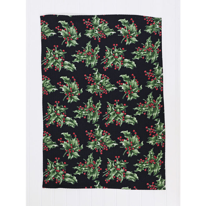 Holly Tea Towel - Black
