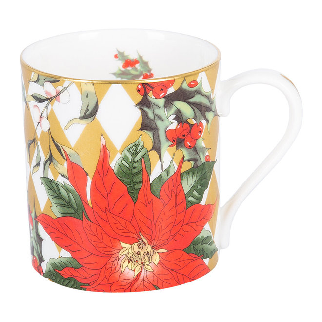 Parterre Gold with Poinsettia Mug