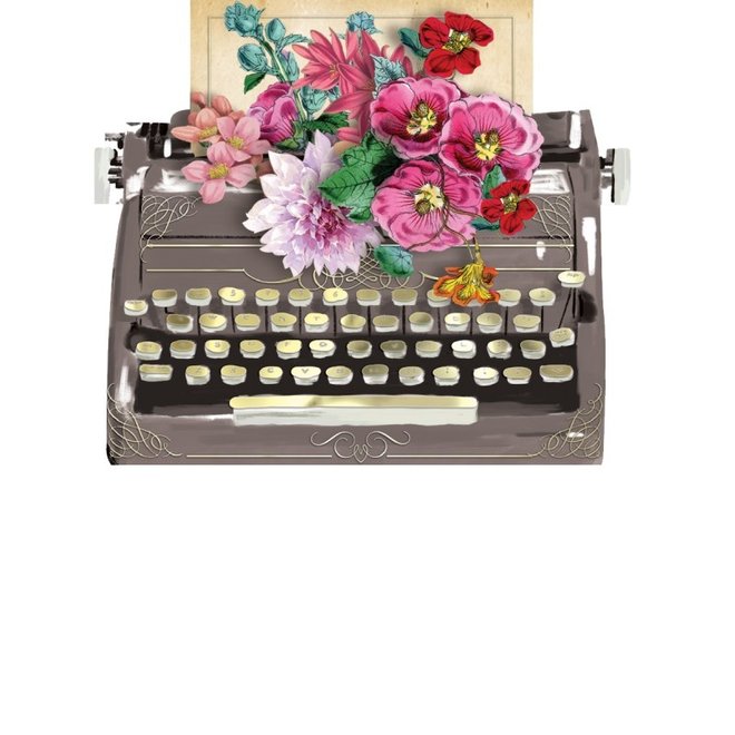 Typewriter with Flowers Dimensional Card