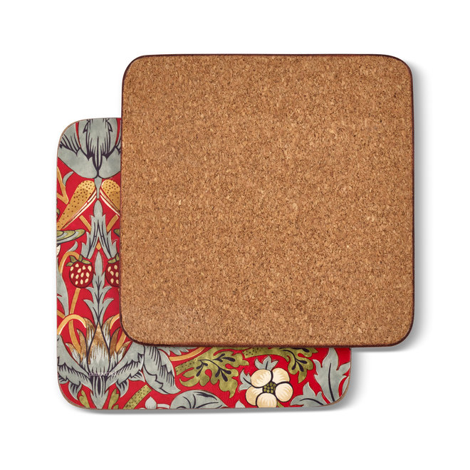 Strawberry Thief Red Coasters