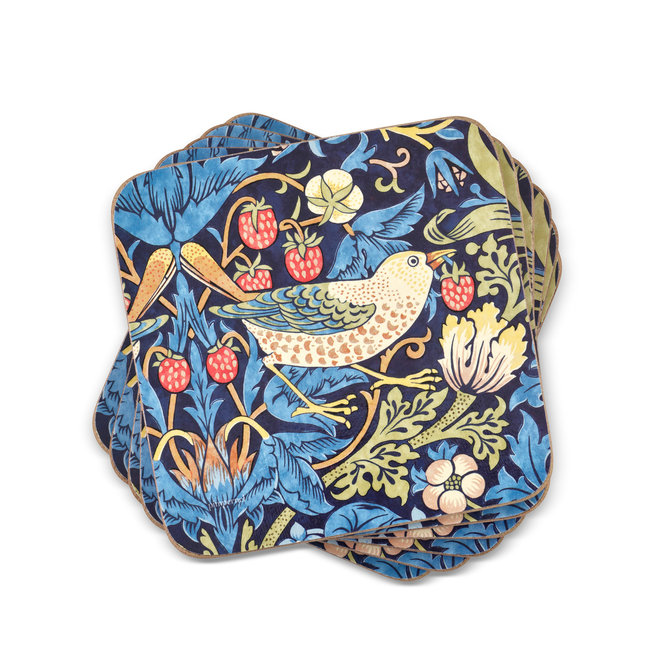 Strawberry Thief Blue Coasters