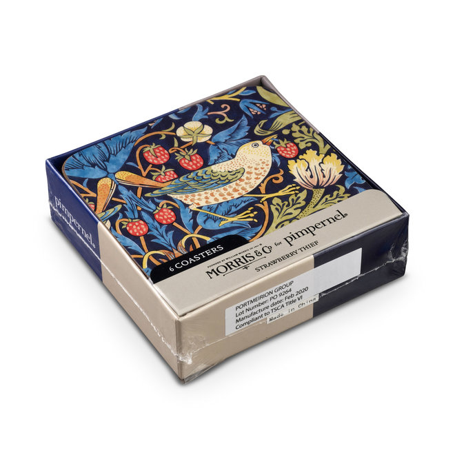 Strawberry Thief Blue Coasters