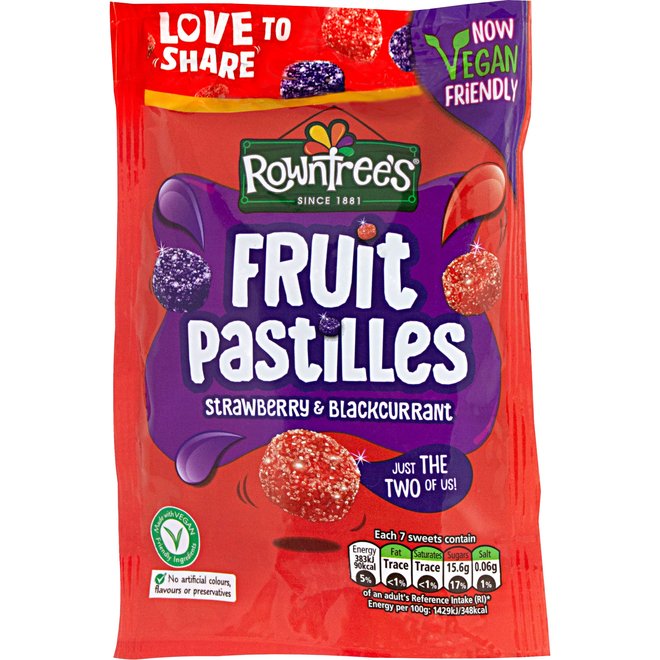 Rowntree's Fruit Pastilles Strawberry & Blackcurrant Sharing Bag