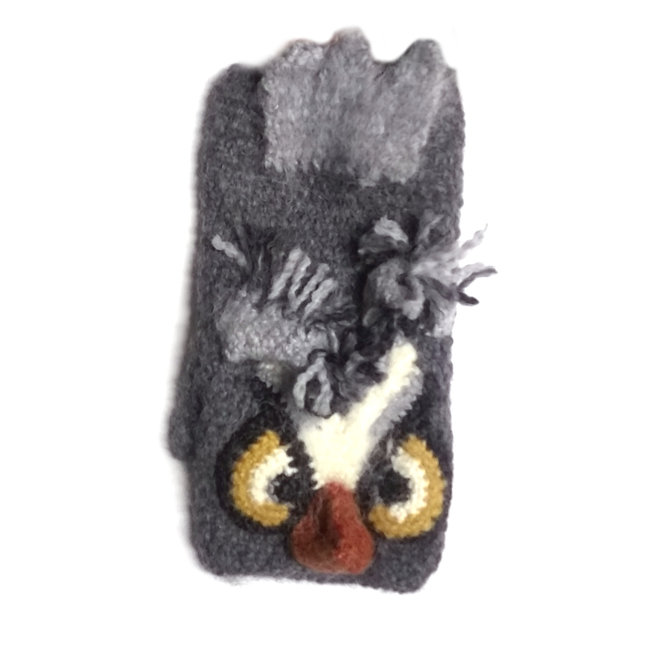 Grey Cut-Off Owl Mittens