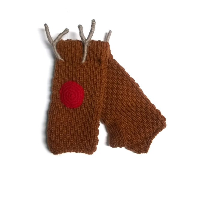 Reindeer Cut-Off Mittens