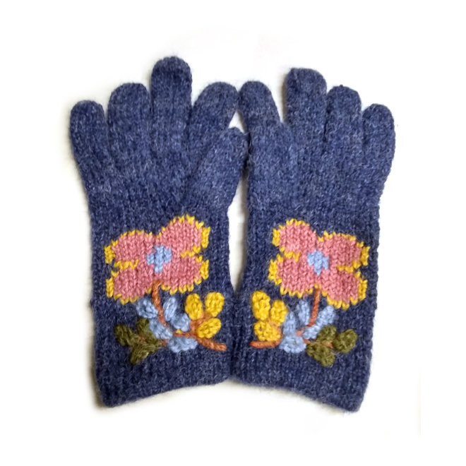 Blue Flower Gloves
