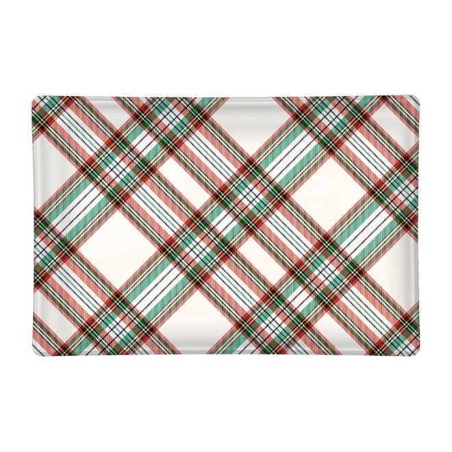 Vintage Plaid Rectangular Glass Soap Dish