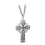 Mens Double Sided Oxidised Silver Celtic Cross Pendant Necklace
