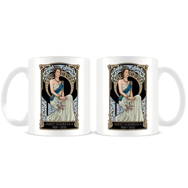 Art Nouveau Style Queen Elizabeth II Portrait Mug