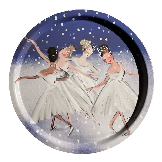 Waltz of the Snowflakes Round Birchwood Tray