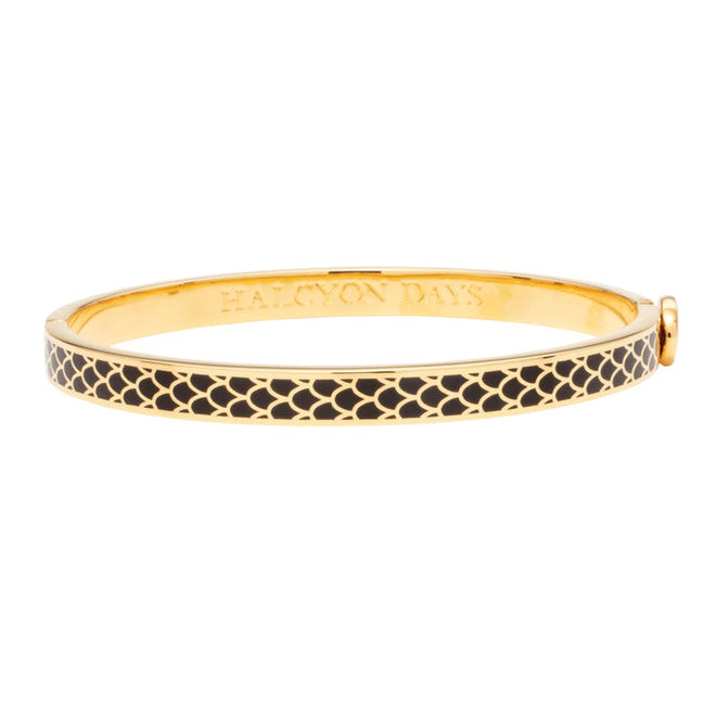 Salamander Black & Gold Hinged Skinny Bangle