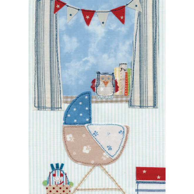 Over the Moon Boy New Baby Card