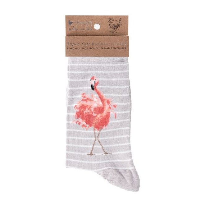 'Pretty in Pink' Flamingo Grey Sock