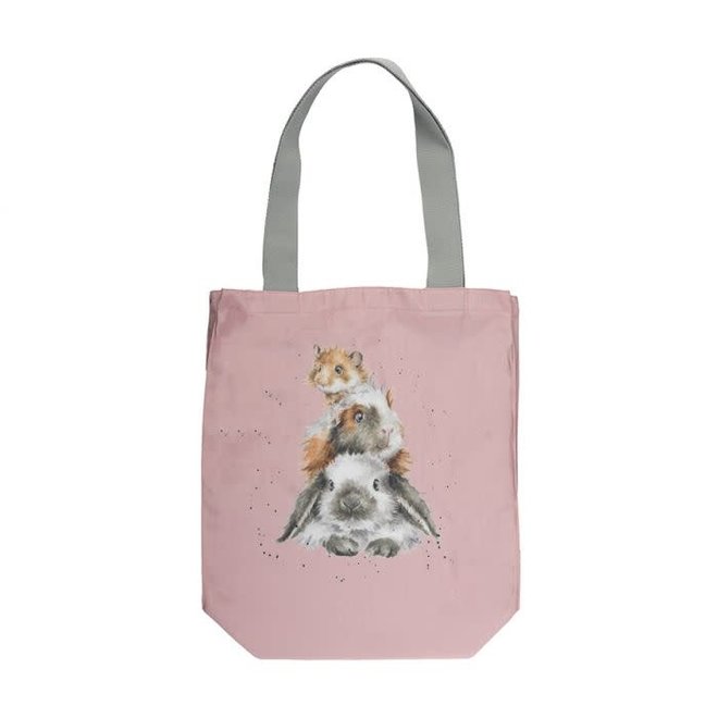 'Piggy in the Middle' Guinea Pig & Rabbit Canvas Tote Bag