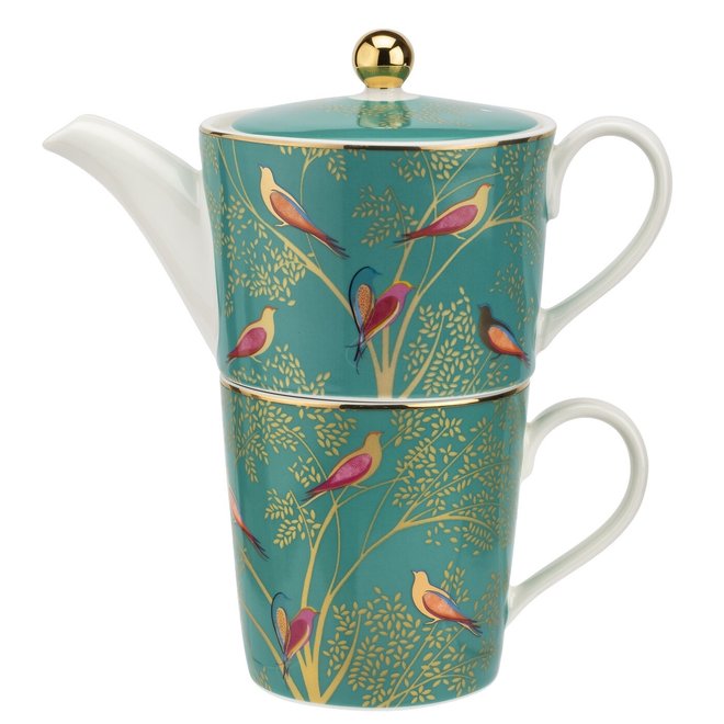 Sara Miller Chelsea Collection Green Birds Tea for One