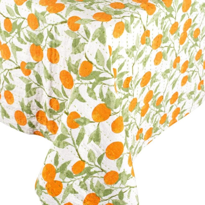 Orange Grove Reversible Fabric Tablecloth