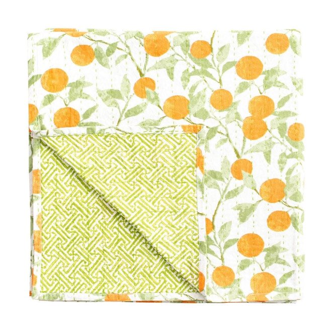 Orange Grove Reversible Fabric Tablecloth