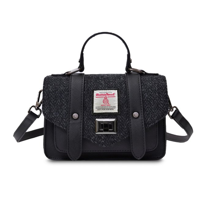 Harris Tweed Black Herringbone Mini Satchel