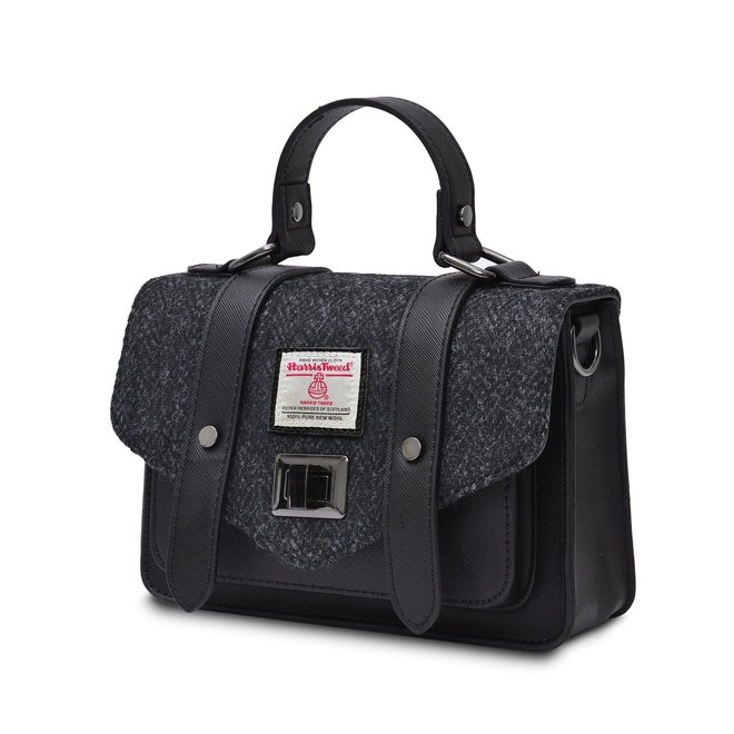 Harris Tweed Black Herringbone Mini Satchel