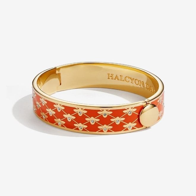 Bee Sparkle Trellis Orange & Gold Hinged Bangle