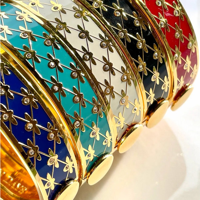 Bee Sparkle Trellis Black & Gold Hinged Bangle