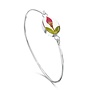 Rose Bud Oval Silver Bangle